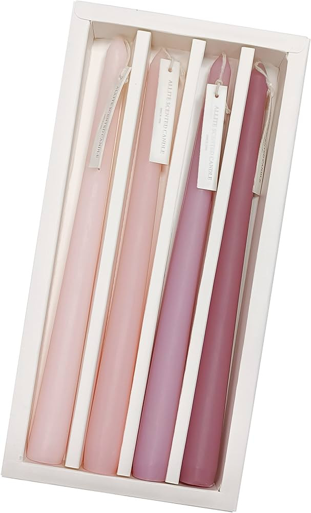 4 PCS Romantic Rose Scent Scented Pink Gradient Color Scented Taper Candles Smokeless Candle Long... | Amazon (US)