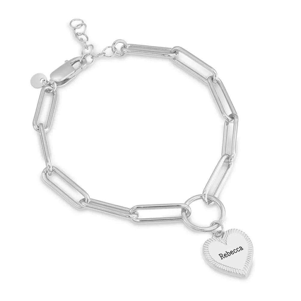 Heart Pendant Paperclip Bracelet in Sterling Silver | MYKA