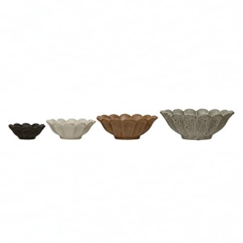 Creative Co-Op Stoneware Flower Bowls, 6" L x 6" W x 3" H, Multicolor | Amazon (US)