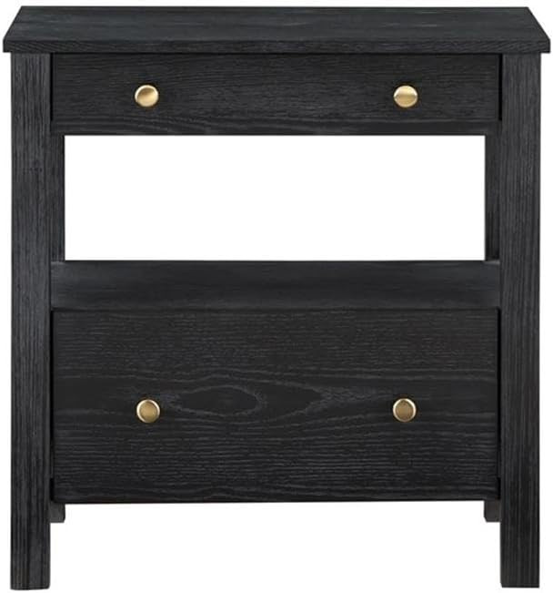 Delano Black Finish Wood 2-Drawer Modern Storage Nightstand | Amazon (US)