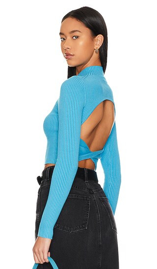 Taline Open Back Knit Top in Ocean Blue | Revolve Clothing (Global)