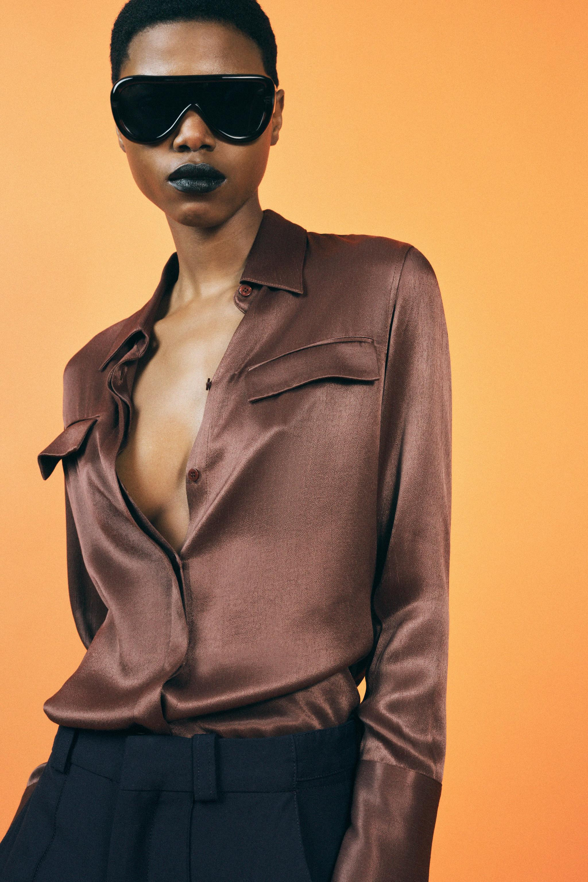 SATIN EFFECT POCKET SHIRT ZW COLLECTION | Zara US