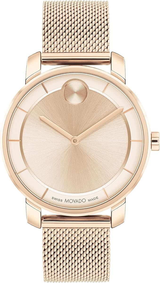 Movado Bold Access Women's Swiss Quartz Watch with Stainless Steel Strap, Carnation, 16 (Model: 3... | Amazon (US)