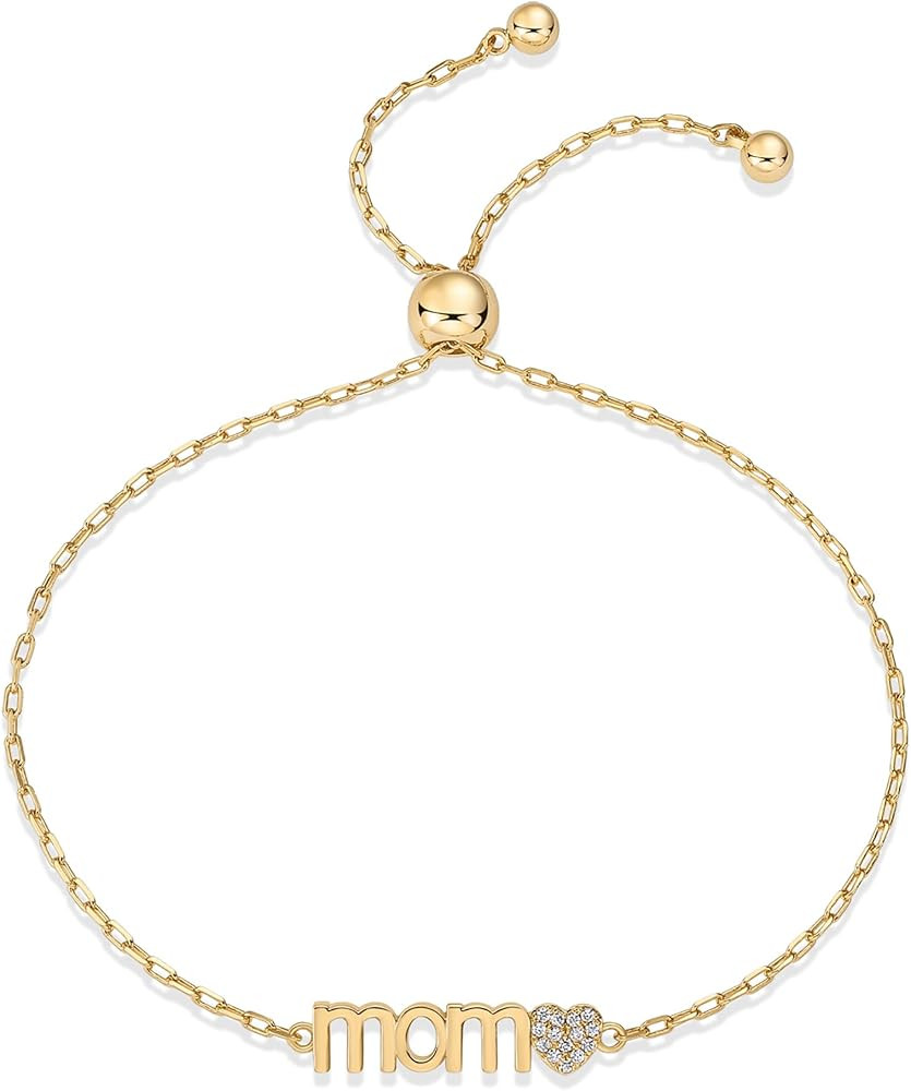PAVOI 14K Gold Plated Mom Bracelet for Women | Dainty Bracelet Gift for Moms with Cubic Zirconia ... | Amazon (US)