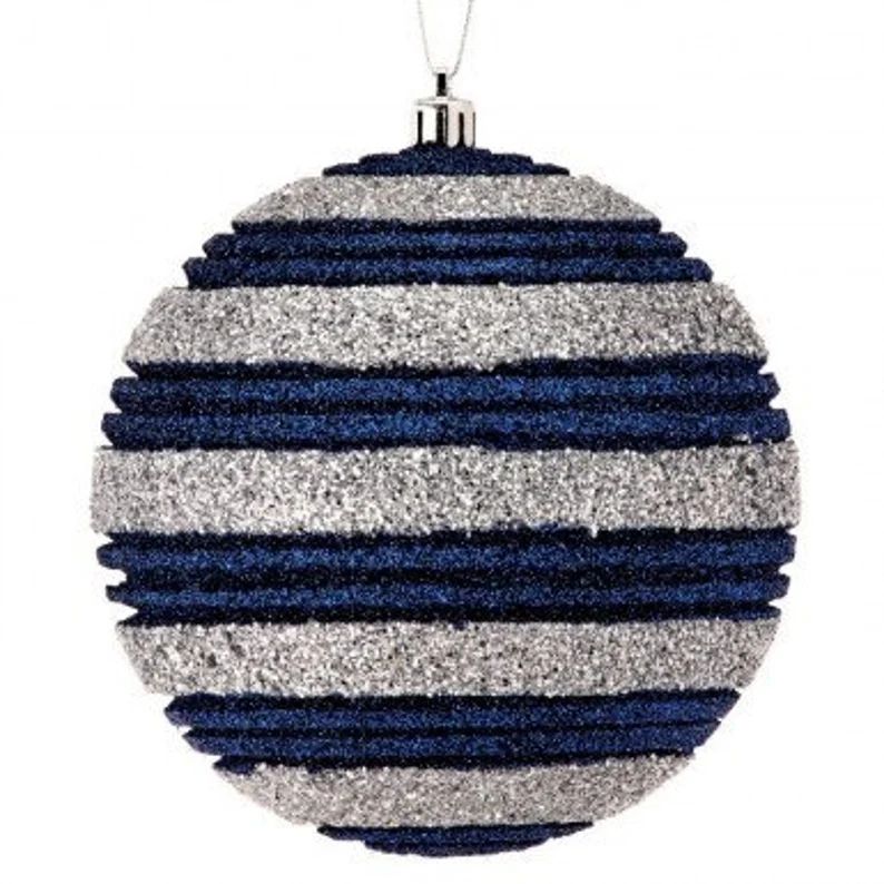 5 Glitter Stripe Nutcracker Ball Ornament Shatterproof - Etsy | Etsy (US)