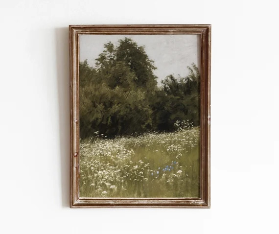 Meadow | Vintage Spring Landscape | Green Field Nature Painting | Digital Download | 570 | Etsy (US)