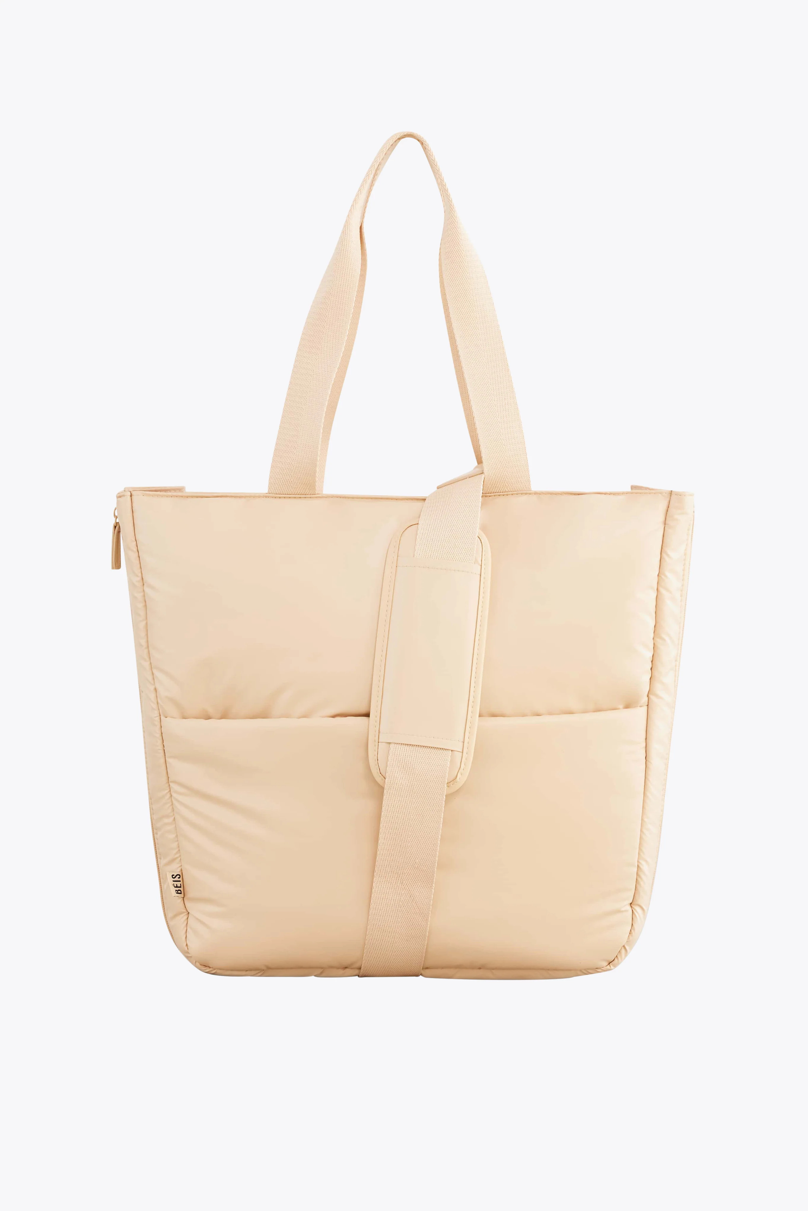 BÉIS 'The Expandable Tote' in Beige - Expandable Tote Bag For Travel | BÉIS Travel