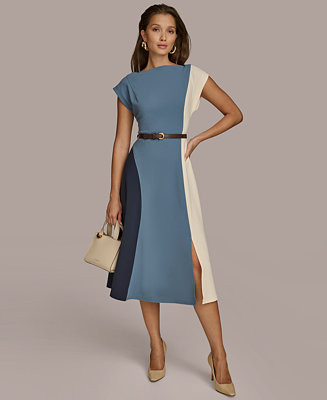 Donna Karan New York Women's Colorblocked A-Line Dress - Macy's | Macy's