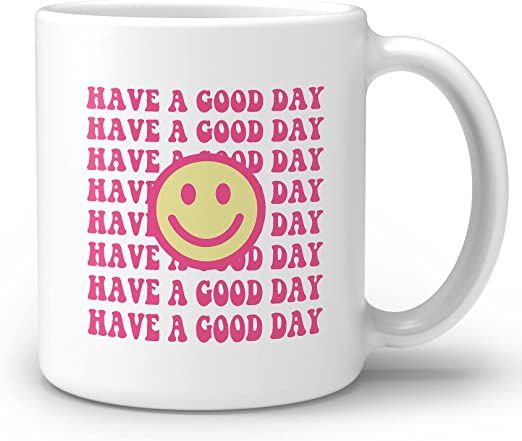 OGILRE Hot Pink Preppy Smiley Face Lightning Bolt Eyes Ceramic Double Side Printed Mug Cup,Have A... | Amazon (US)