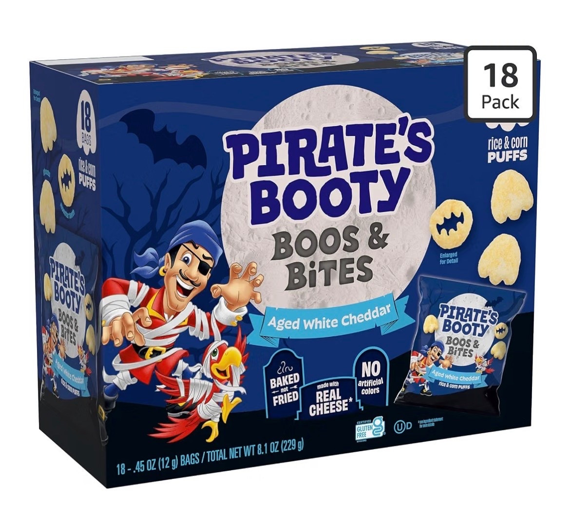 I’m a big fan of Pirate's Booty Boos & Bites Cheddar Cheese Puffs! I find these to be even better than the regular version since I feel like these shapes have more concentrated flavor. Year after year, I buy these for my family when they’re available - which is only for a limited time! Under $10 right now on Amazon at an introductory seasonal price, which will likely go up soon!

#LTKSaleAlert #LTKSeasonal #LTKKids