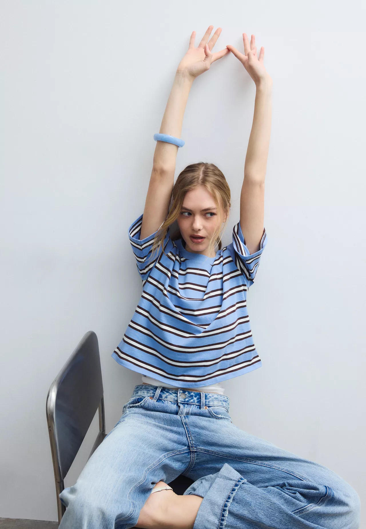 Striped short sleeve T-shirt - Women's fashion | Stradivarius United Kingdom | Stradivarius (UK)