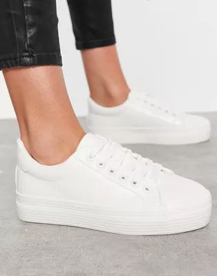Miss Selfridge lace up sneakers in white | ASOS (Global)