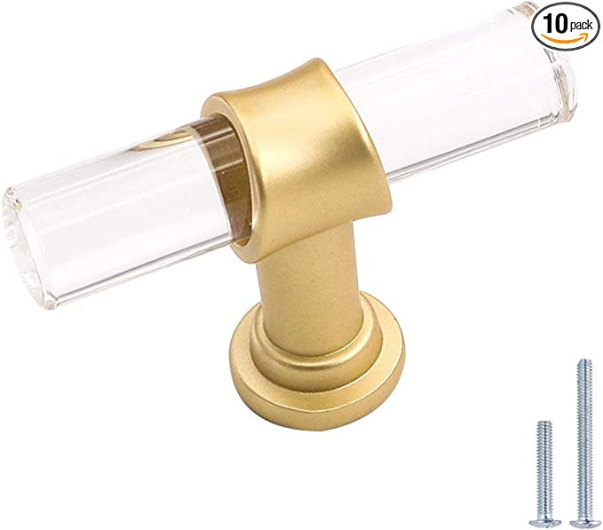 Peaha 10 Pack Knobs for Dresser Drawers Gold Decorative Kitchen Cabinet Knobs Acrylic Cabinet Kno... | Amazon (US)