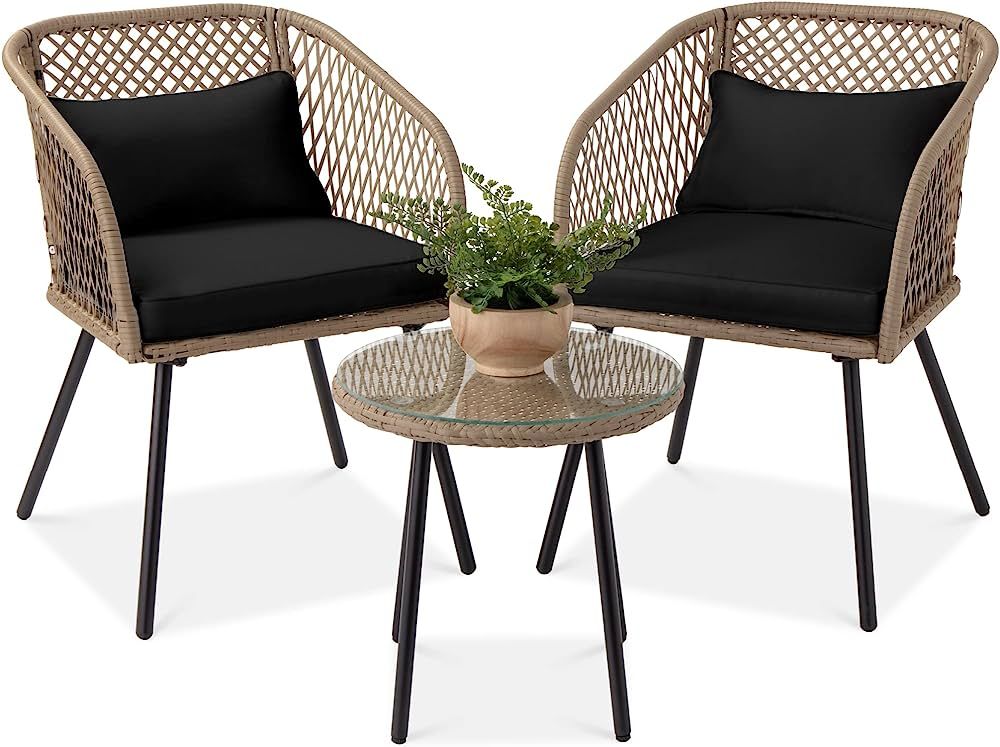 Best Choice Products 3-Piece Outdoor Wicker Bistro Set, Patio Dining Conversation Furniture for B... | Amazon (US)