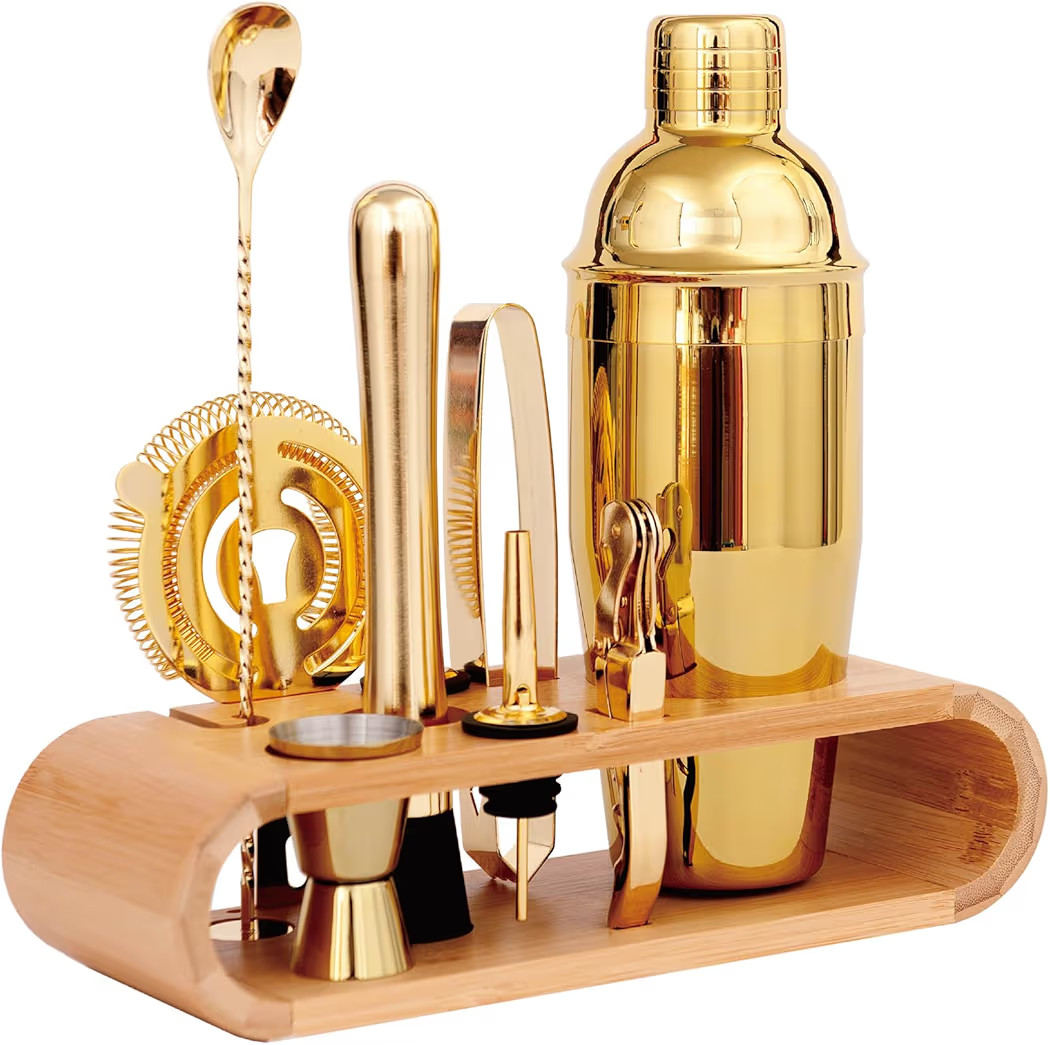 10-Pcs Martini Cocktail Shaker Set Gold,Martini Set Stainless Steel Shakers Bartending kit 25oz B... | Amazon (US)