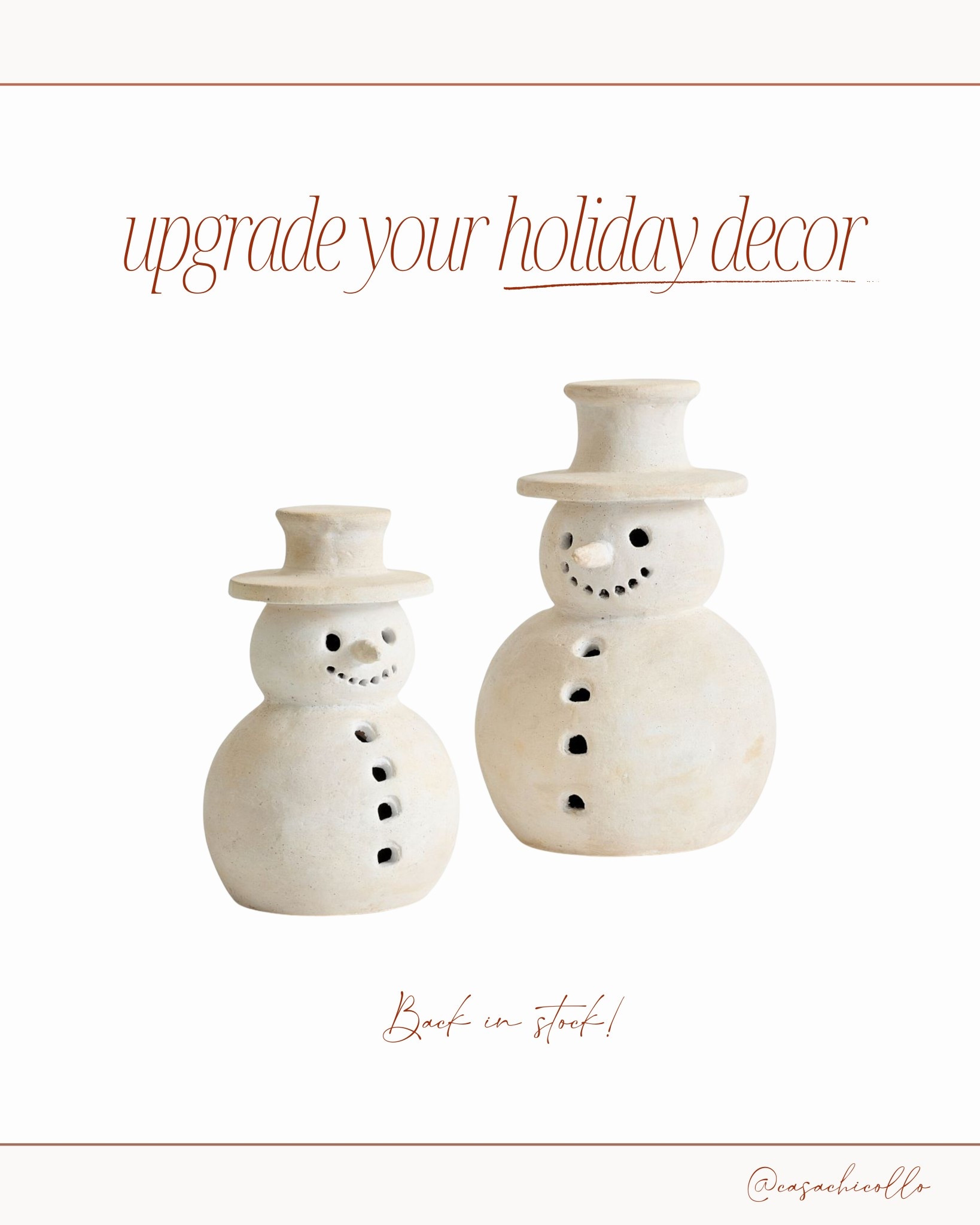 The kind of holiday decor that feels chic, not cheesy. These neutral snowmen are finally back in stock and ready to cozy up your shelves. 🤎