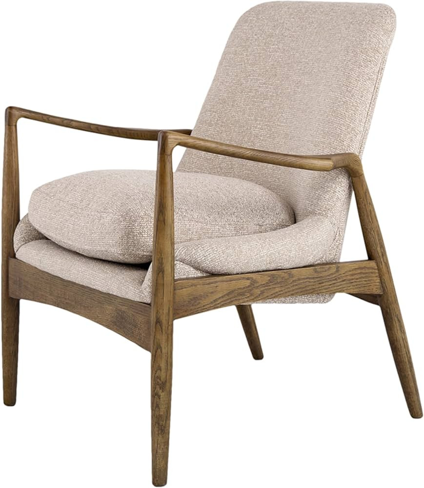 CC Home Furnishings Mid-Century Modern Style Birch Wooden Accent Chair - 33.25" - Brown and Beige | Amazon (US)