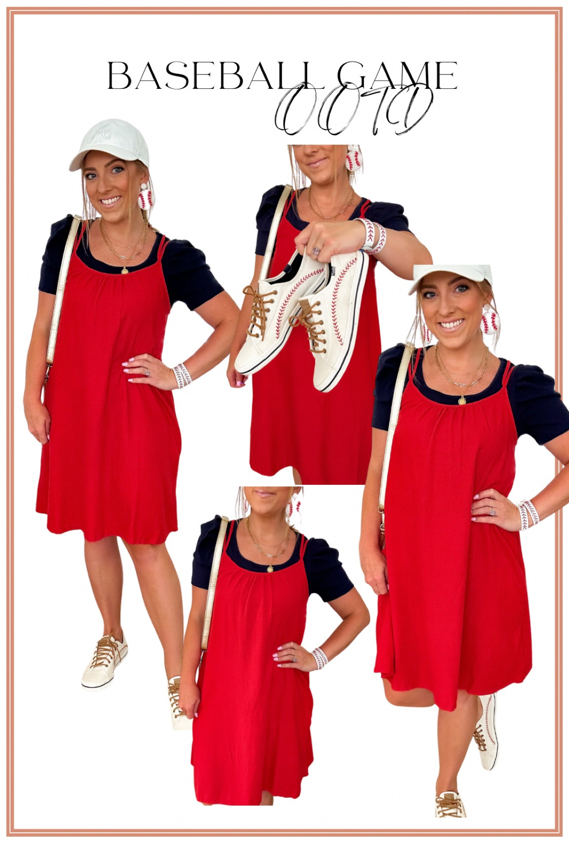 Here is what I’m wearing to the baseball game today! We’re heading to a Braves game, but even if you are not a Braves fan, I think this is a great baseball game Outfit idea. Both my top and dress come in multiple color options. These cute baseball accessories are the perfect addition no matter which team you’re going to cheer on! Size down a size in the dress. I did my true size in the top.

Walmart fashion. Amazon fashion. Walmart finds. Atlanta Braves. Baseball game outfit. LTK under 50.