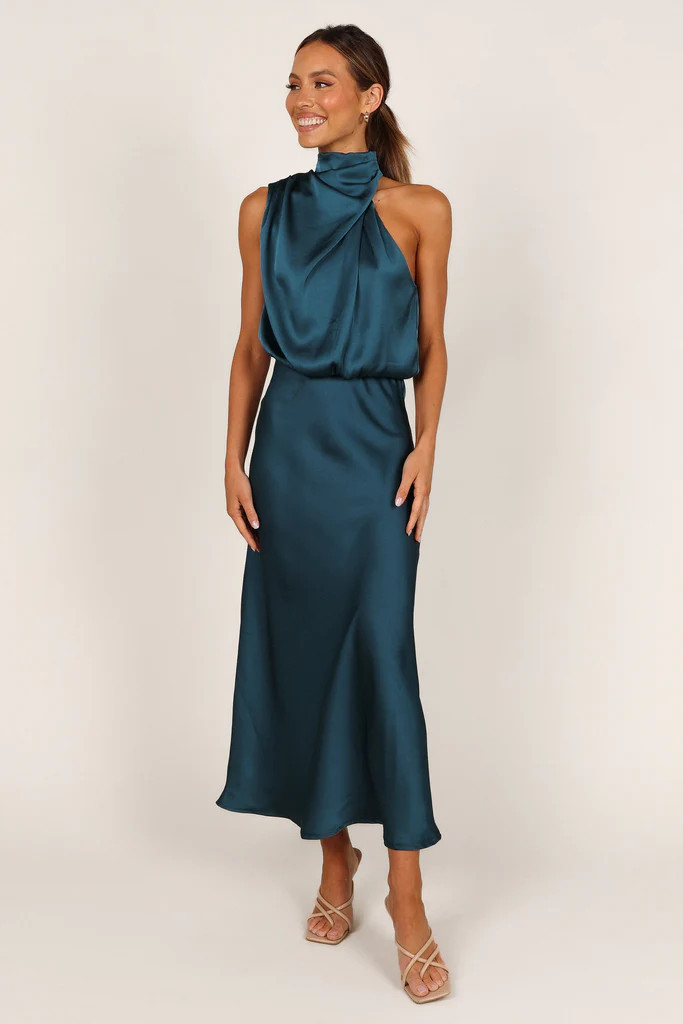 Anabelle Halter Neck Midi Dress - Teal | Petal & Pup (US)