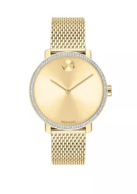 Movado Women's Gold Tone Stainless Steel BOLD Mesh Bracelet Watch | Belk