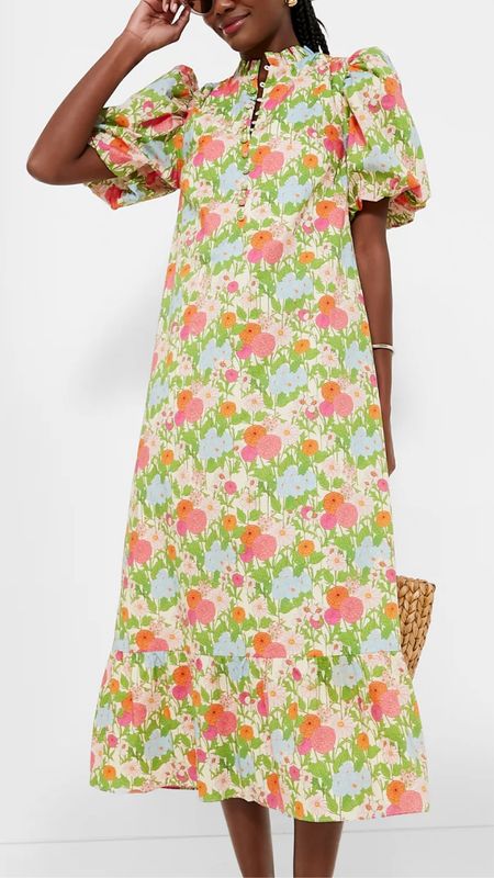 Multi Green Begonia Floral Mimi Midi Dress, other colors available