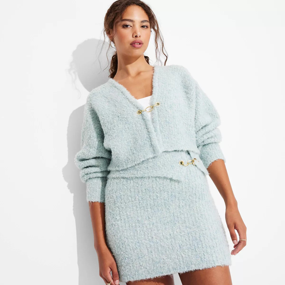 Women's Boucle Cardigan - Wild Fable™ Light Blue XXS | Target