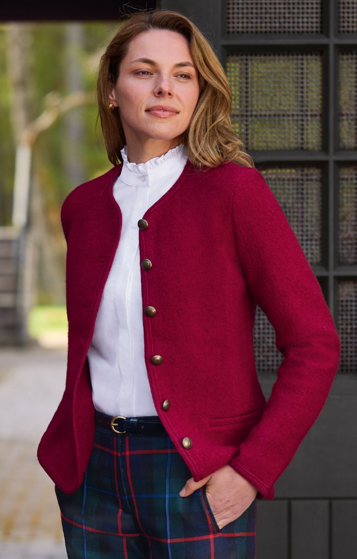 Ladies Crew Neck Boiled Wool Jacket | The House Of Bruar