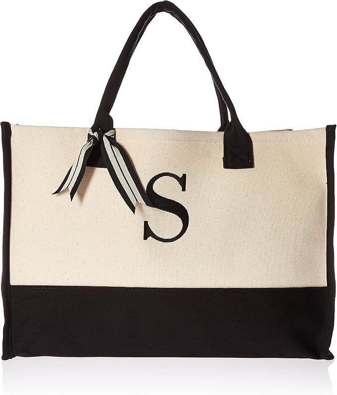 Mud Pie Initial Canvas Tote Bag | Amazon (US)