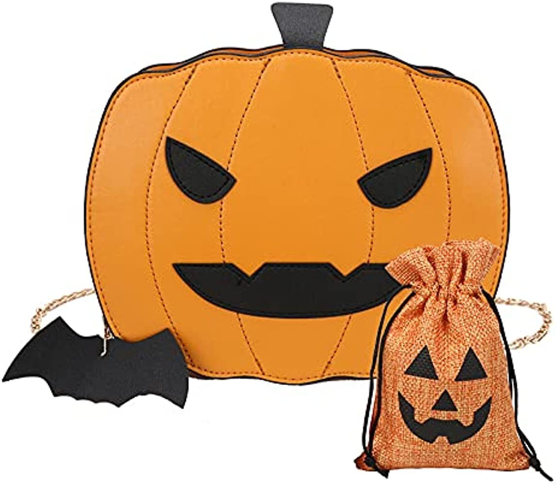 Pumpkin Crossbody Bags Novelty Devil Shoulder Chain Purse with Drawstring Bag for Women | Amazon (US)