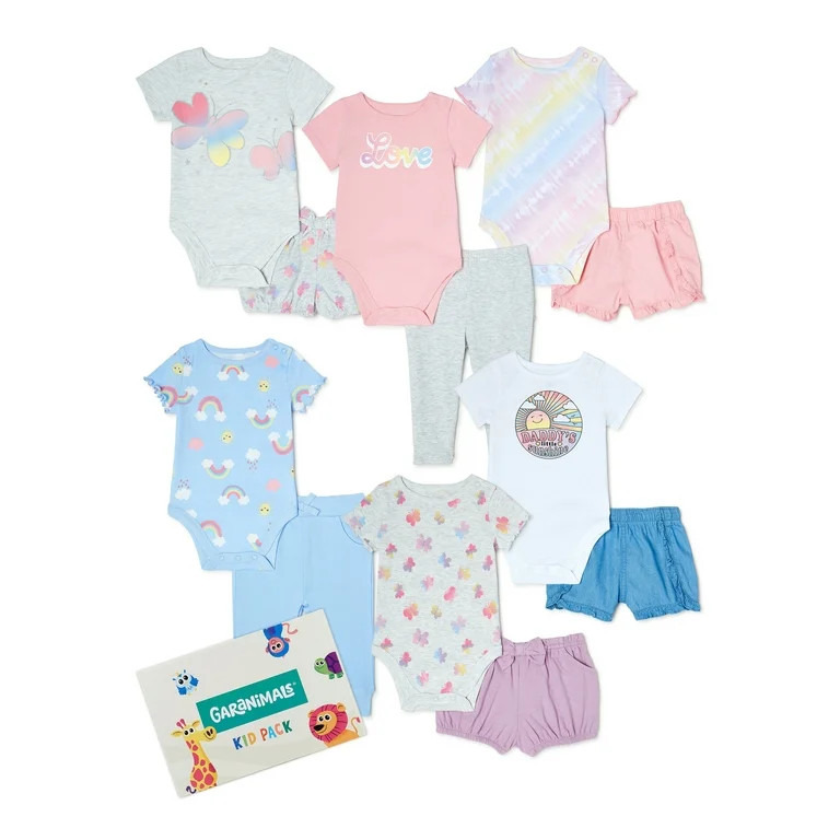 Garanimals Baby Girls’ Short Sleeve Mix & Match Outfit Kid Pack Gift Box, 12-Piece, Sizes 0/3-2... | Walmart (US)