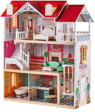 TOP BRIGHT Wooden Dollhouse with Elevator Dream Doll House for Little Girls 5 Year Olds | Amazon (US)