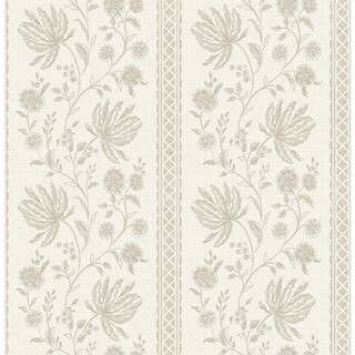 A-Street Prints 396 in. L x 20.50 in. W Brown Edgemoor Taupe Jacobean Stripe Wallpaper AST6350 - ... | The Home Depot
