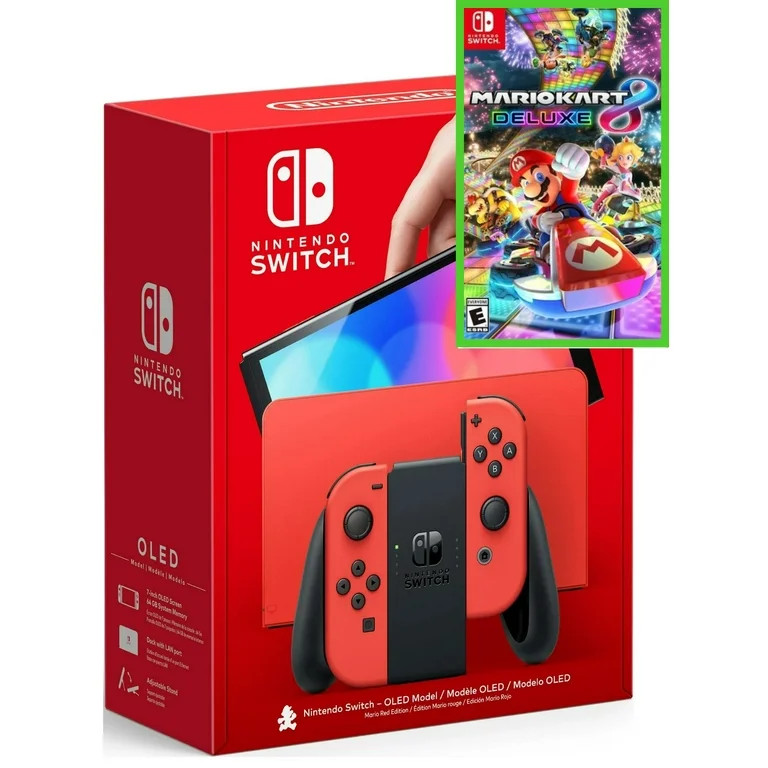 Nintendo Switch - OLED Model: Mario Red Edition with Mario Kart 8 Deluxe Game - Limited Bundle - ... | Walmart (US)