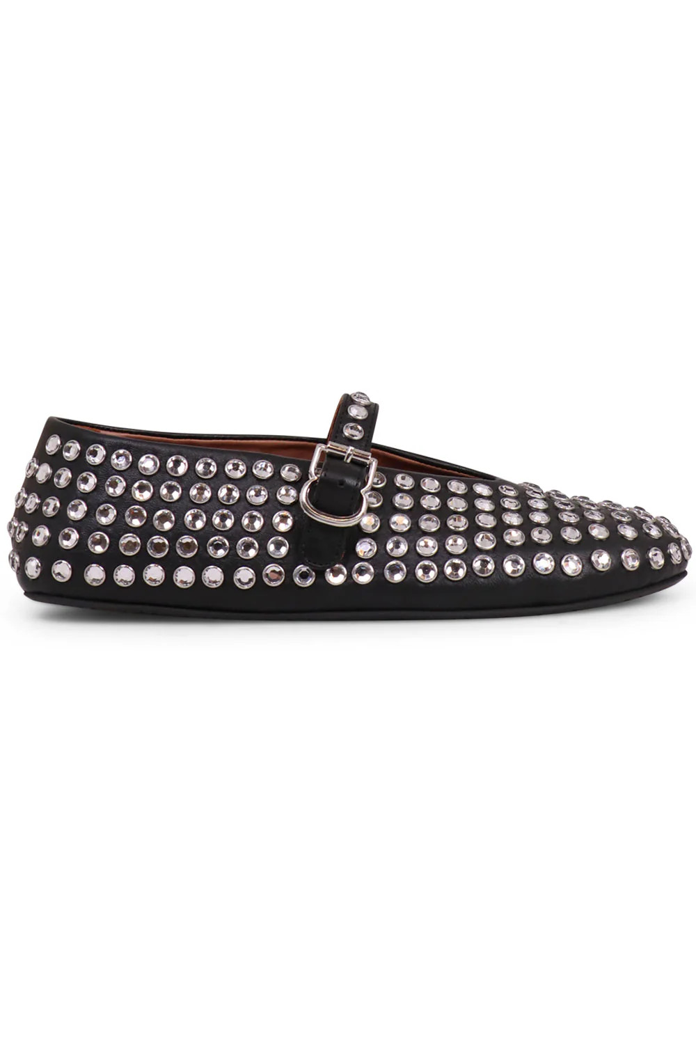 ALAIA STUD BALLERINA STRAP FLAT BLACK NEW SEASON PARLOUR X SYDNEY | ParlourX (Global)