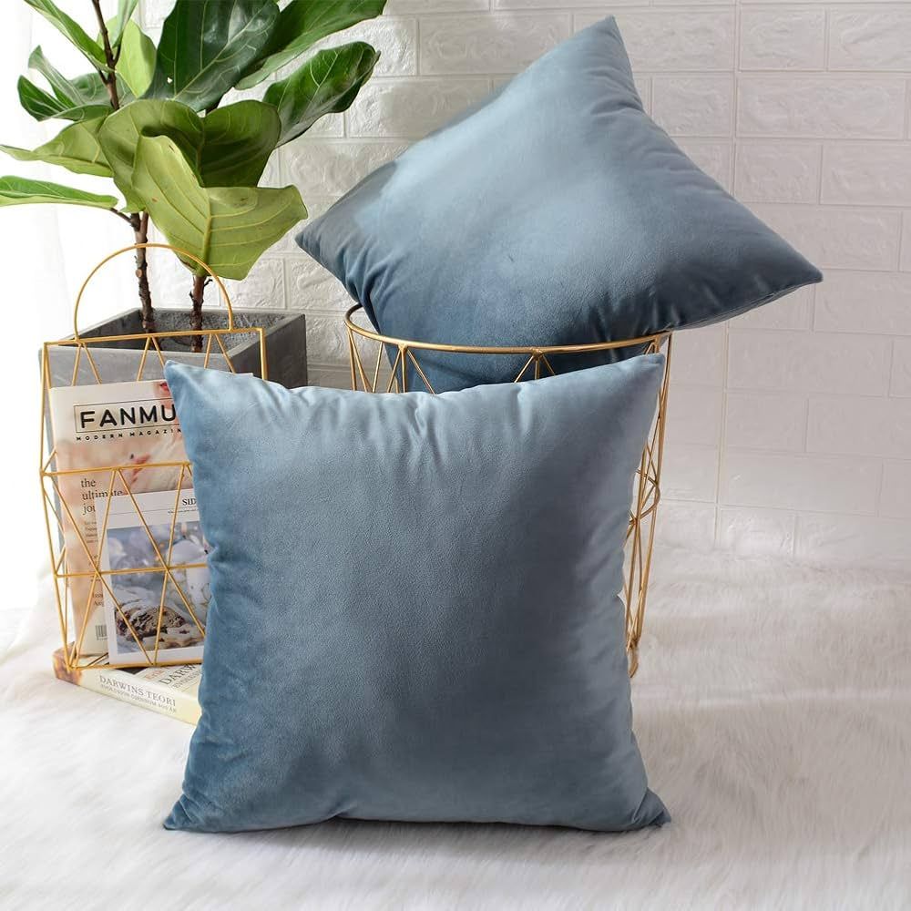 MERNETTE Pack of 2, Velvet Soft Decorative Square Throw Pillow Cover Cushion Covers Pillow case, ... | Amazon (US)
