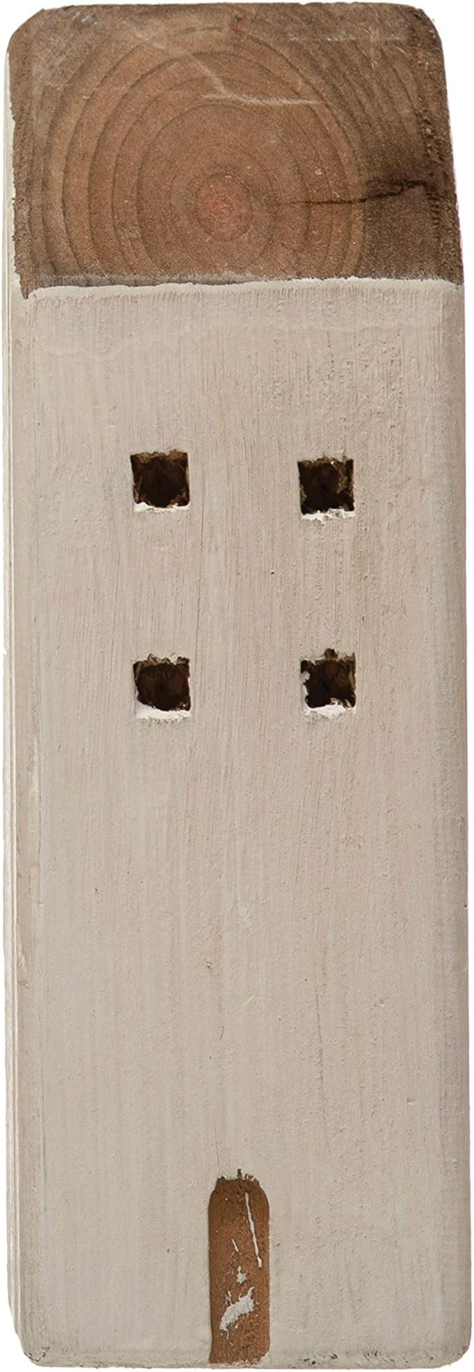 Creative Co-Op 3-1/4" Square x 9-1/2"H Reclaimed Wood House, Natural & White (Each One Will Vary)... | Amazon (US)