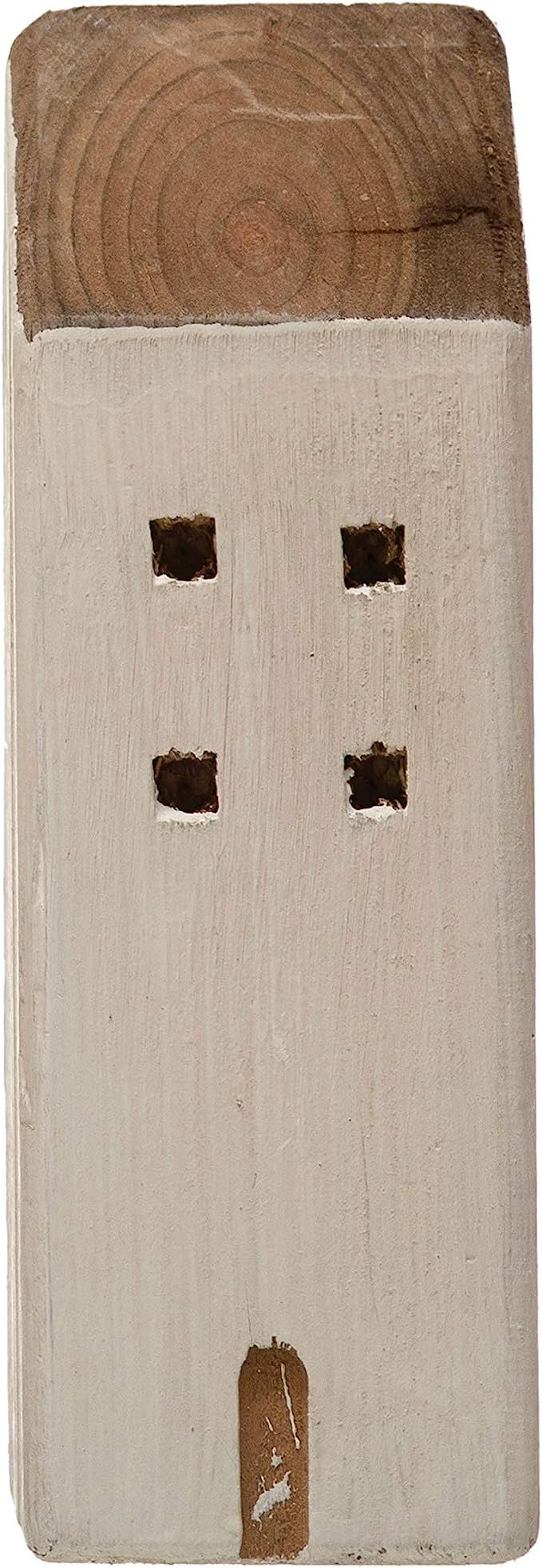 Creative Co-Op 3-1/4" Square x 9-1/2"H Reclaimed Wood House, Natural & White (Each One Will Vary)... | Amazon (US)
