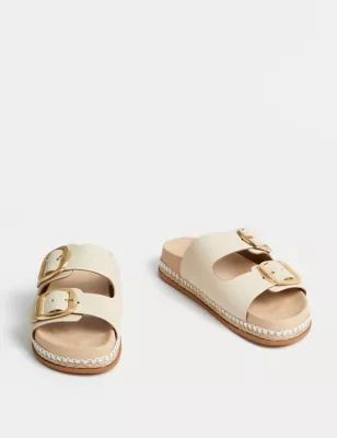 Leather Double Buckle Flatform Sandals | M&S Collection | M&S | Marks & Spencer IE