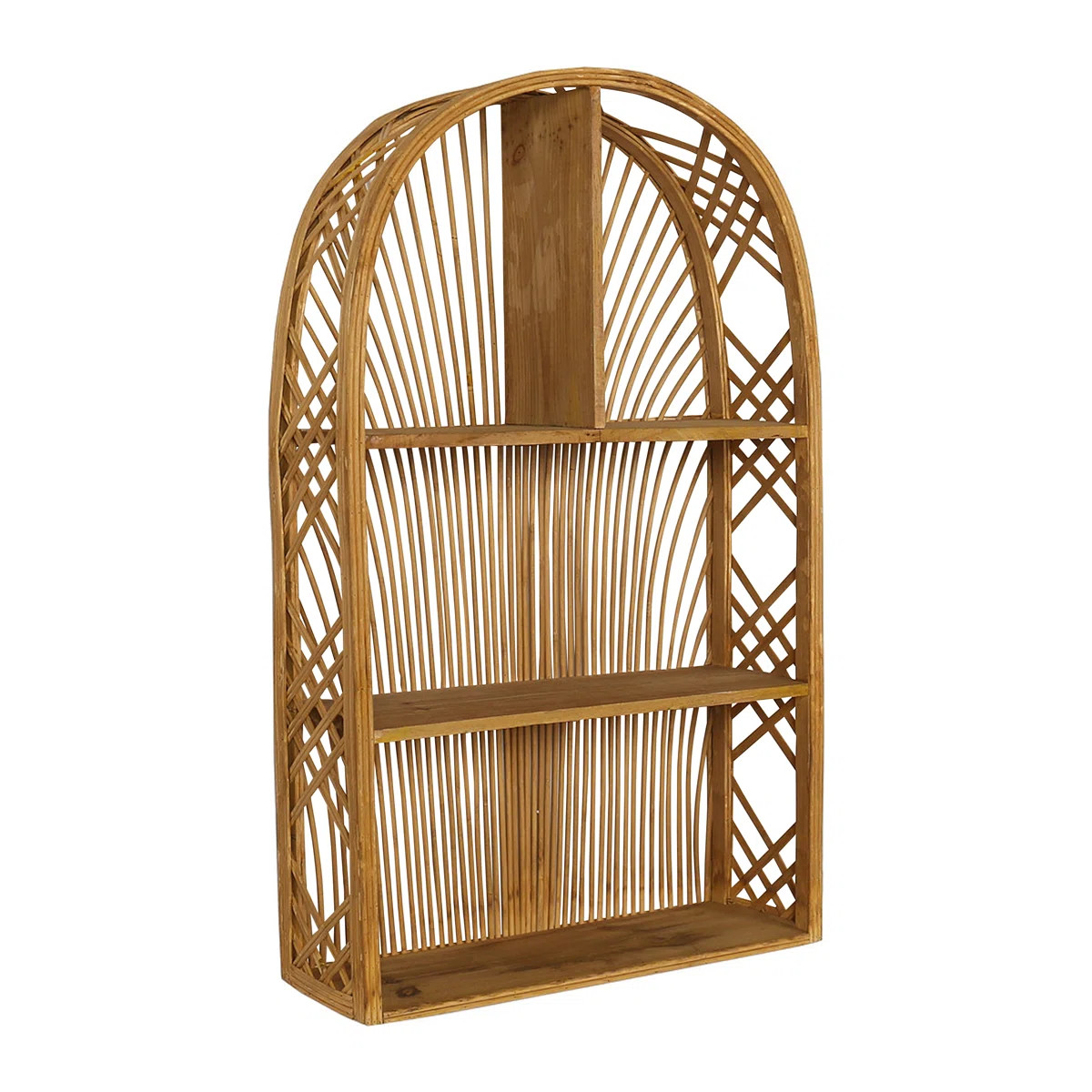 Harmony Arch Rattan Boho Tiered Wall Shelf | Wayfair North America