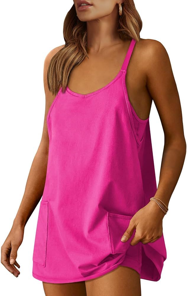 Prinbara Women 2024 Summer Mini Dress Casual Sleeveless Built in Shapewear Short Sundress Tennis ... | Amazon (US)
