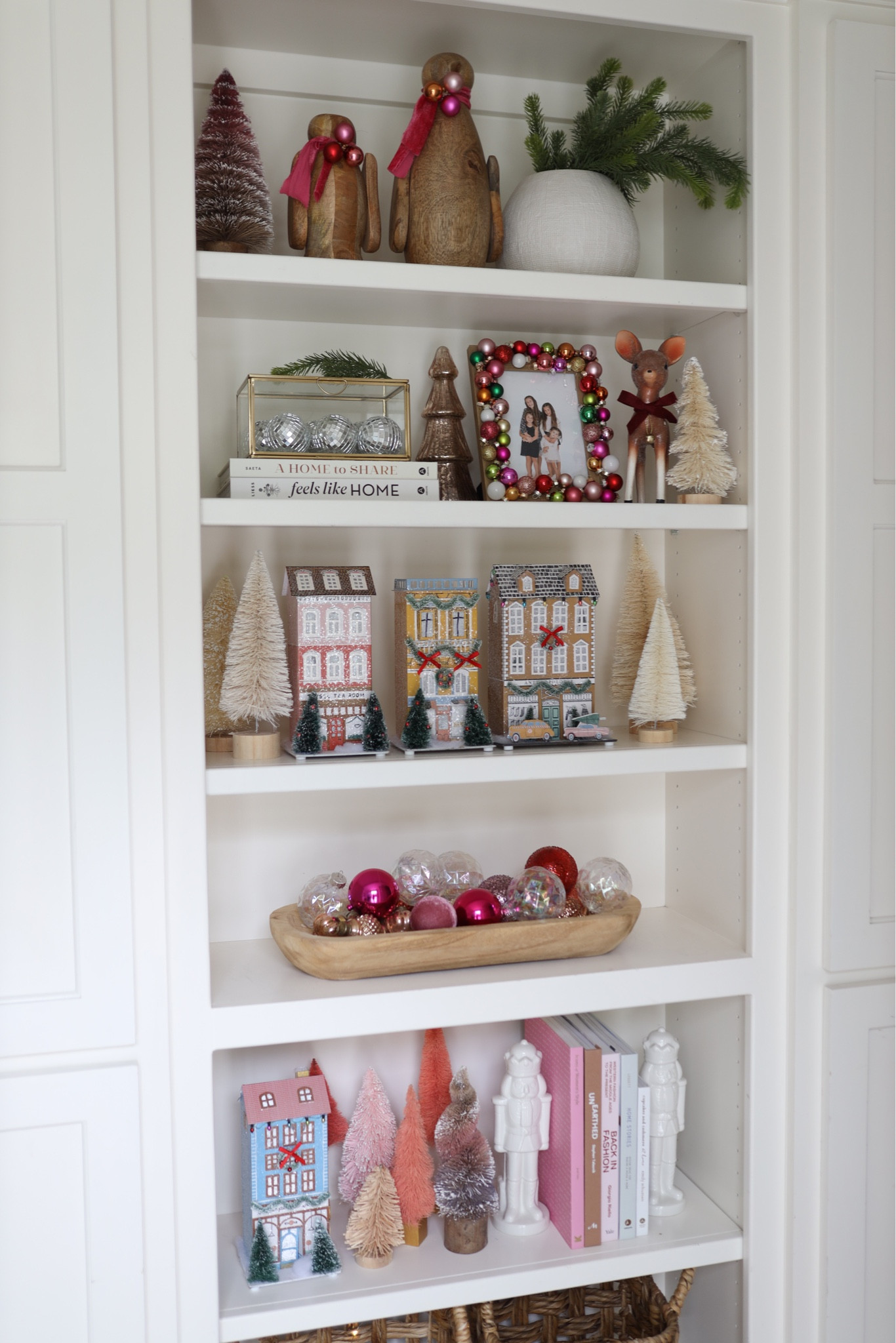 whimsical Christmas shelf decor 

#LTKhome #LTKSeasonal