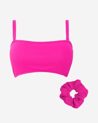 Mix and Match Crinkle Bandeau Bikini Top and Scrunchie | Simply Be (UK)