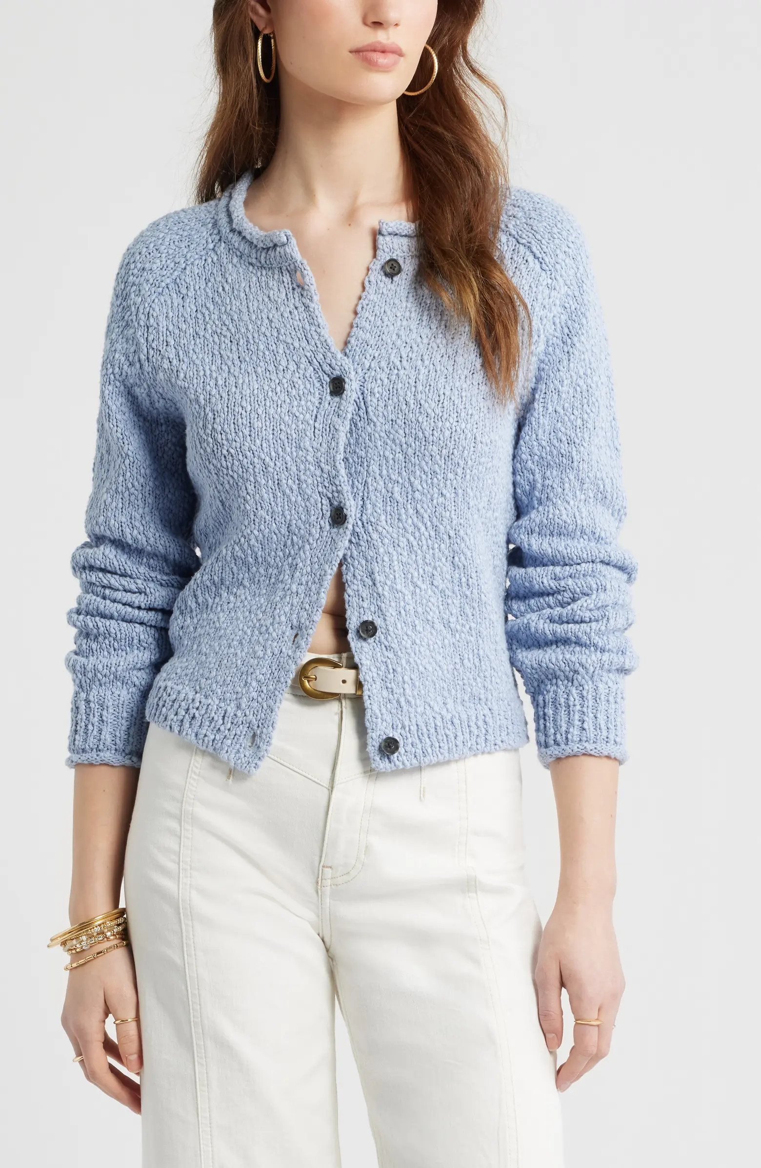 Treasure & Bond Fitted Textured Cotton Cardigan | Nordstrom | Nordstrom