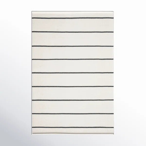 Foundry Striped Hand-Woven Ivory/Dark Gray Indoor / Outdoor Area Rug | Wayfair North America