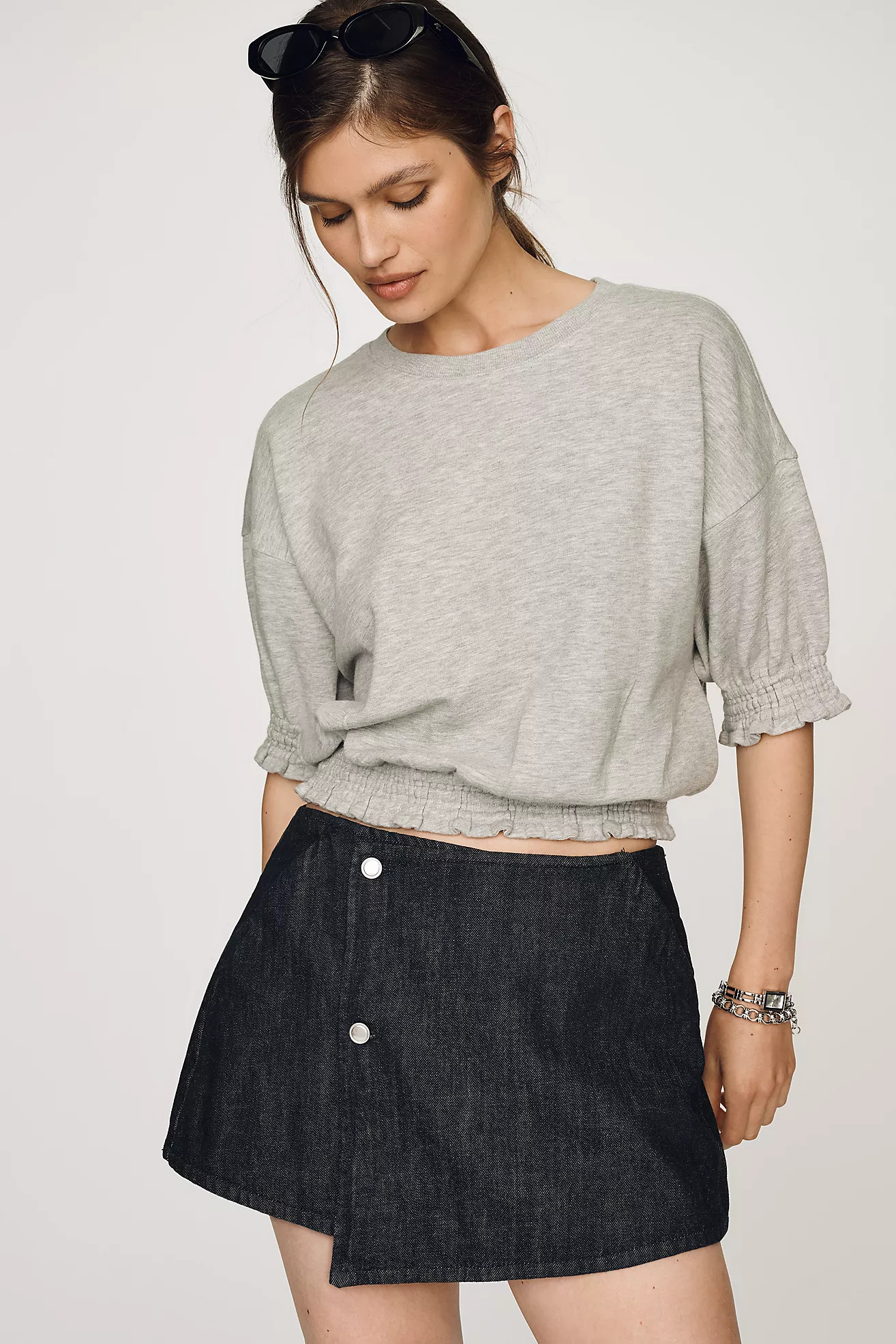 Maeve Short-Sleeve Bubble Sweatshirt | Anthropologie (US)