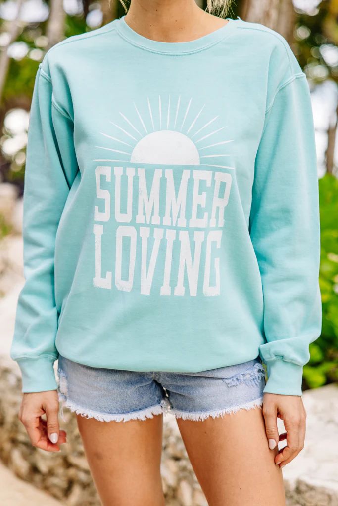 Comfort Colors: Summer Loving Dusty Mint Graphic Sweatshirt | The Mint Julep Boutique