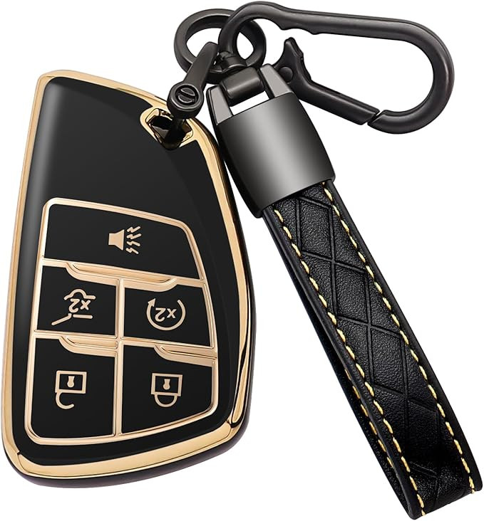 for Chevy Key Fob Cover with Leather Keychain Soft TPU Key Case Shell Holder Fits for Chevrolet 2... | Amazon (US)