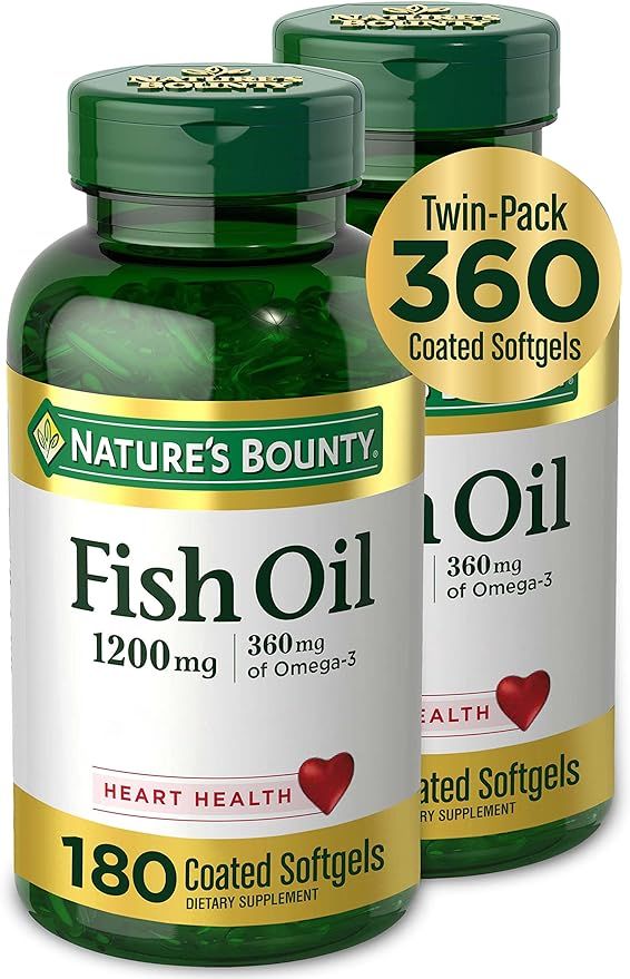 Nature’s Bounty Fish Oil 1200 Mg, Twin Pack, Supports Heart Health With Omega 3 EPA & DHA, 360 ... | Amazon (US)
