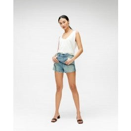 High Waist Short with Embroidery in Topanga | 7 For All Mankind