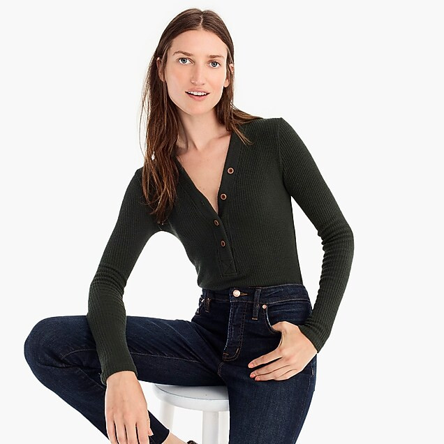Point Sur ribbed henley bodysuit | J. Crew US